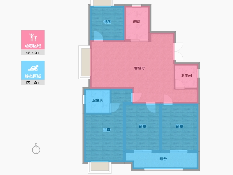 江苏省-扬州市-金奥文昌公馆富贵-103.20-户型库-动静分区