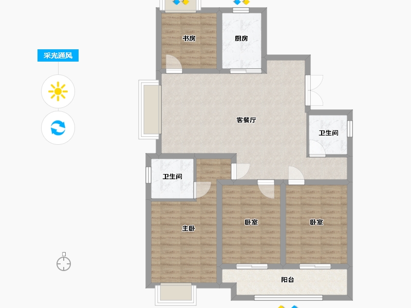 江苏省-扬州市-金奥文昌公馆富贵-103.20-户型库-采光通风