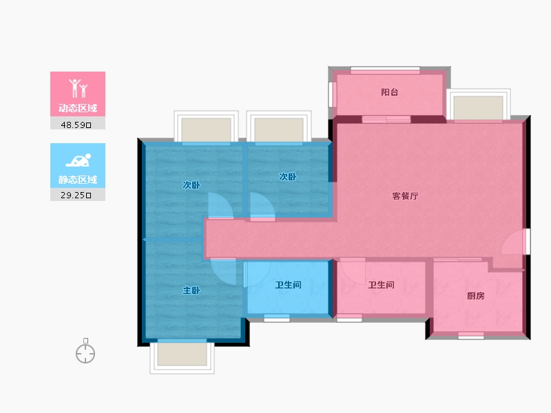 广东省-深圳市-坪山城投·鸿鹄里-69.31-户型库-动静分区