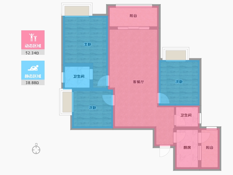 重庆-重庆市-海润国际2期-80.00-户型库-动静分区