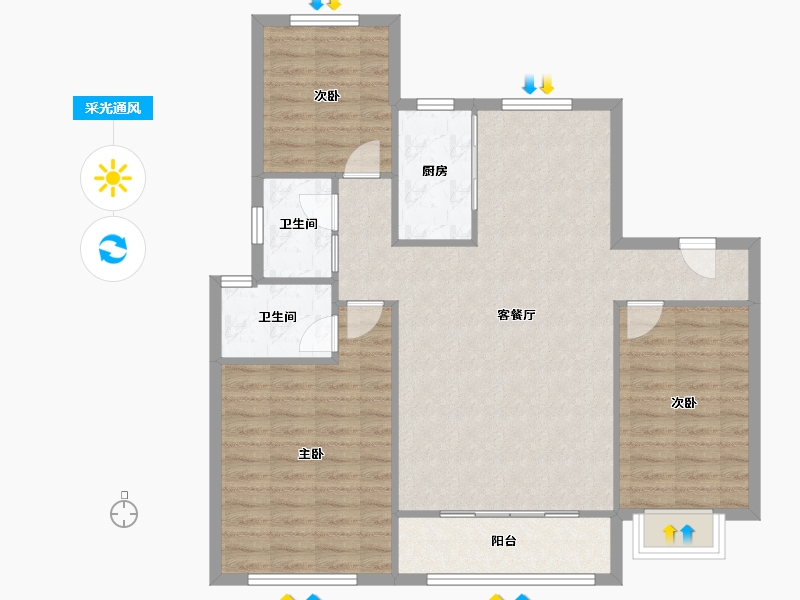 山东省-济南市-地平西棠甲第-110.51-户型库-采光通风