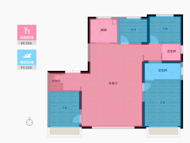 陕西省-西安市-绿城西安拾光屿-105.23-户型库-动静分区