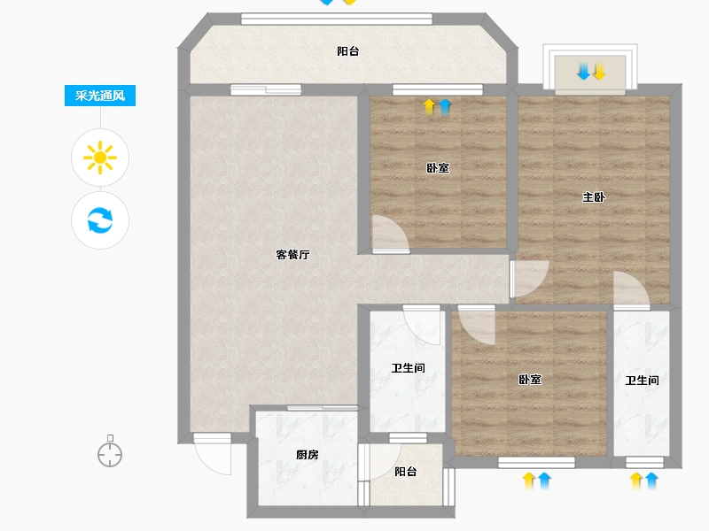 广东省-清远市-江湾明珠-85.02-户型库-采光通风