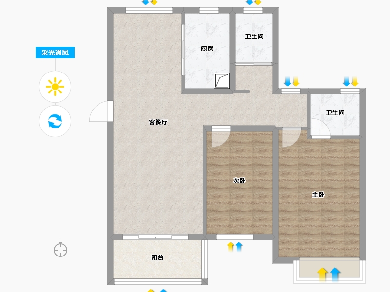 河南省-漯河市-华泰·云筑-90.40-户型库-采光通风