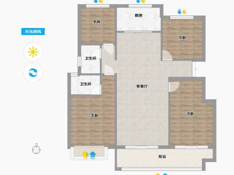 浙江省-丽水市-美林公馆-103.20-户型库-采光通风