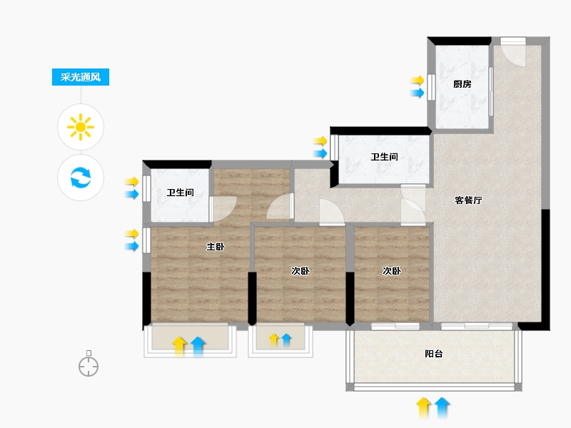 广西壮族自治区-南宁市-滨江壹号-84.00-户型库-采光通风