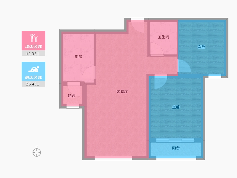 内蒙古自治区-乌兰察布市-察哈尔银座广场-73.63-户型库-动静分区