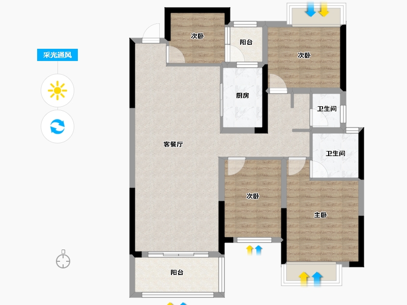 湖南省-永州市-御泽园-106.40-户型库-采光通风