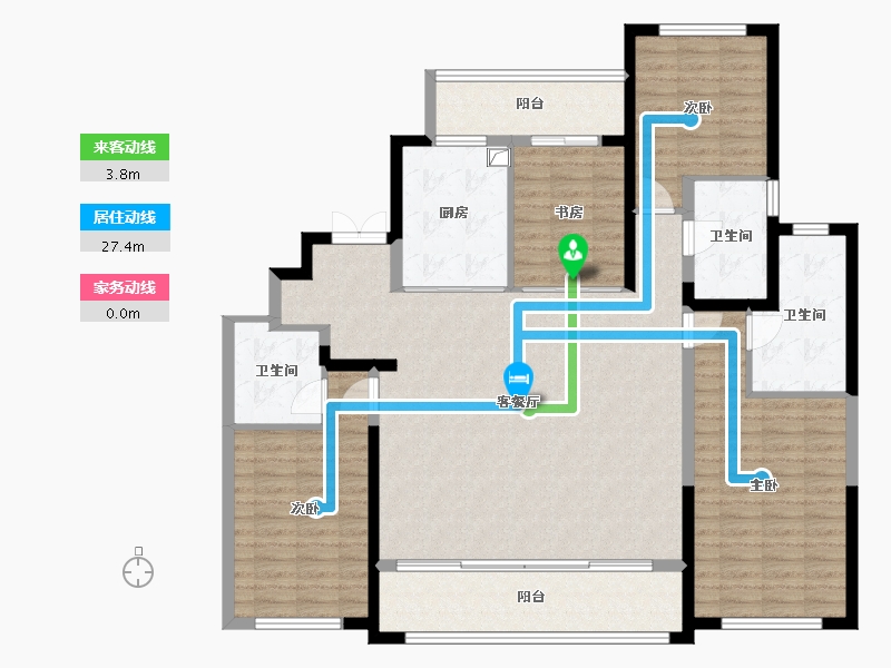 陕西省-西安市-绿城全运村涵碧苑-150.40-户型库-动静线