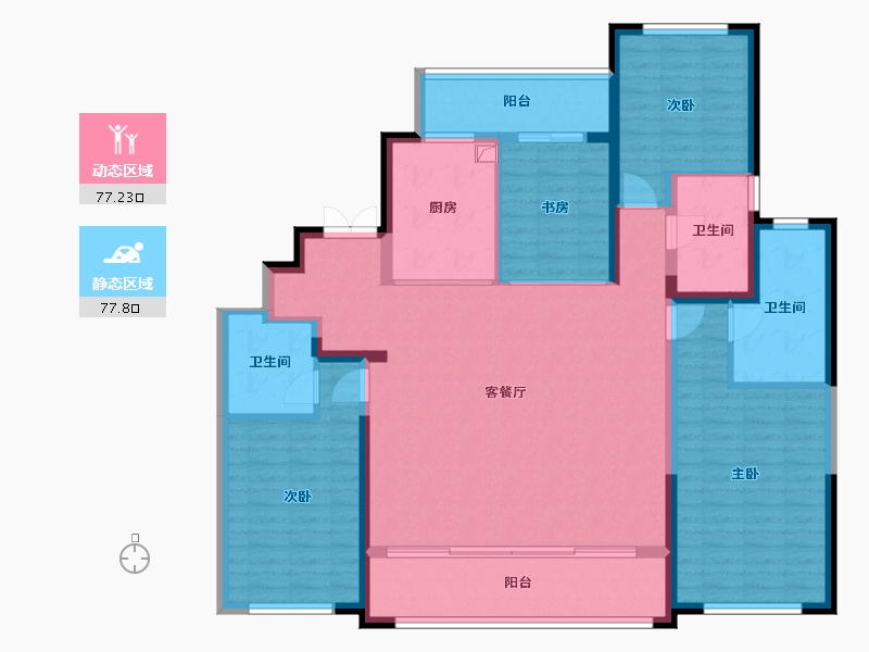 陕西省-西安市-绿城全运村涵碧苑-150.40-户型库-动静分区