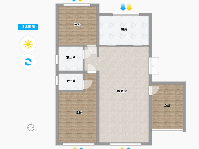 内蒙古自治区-赤峰市-华睿府邸-103.82-户型库-采光通风