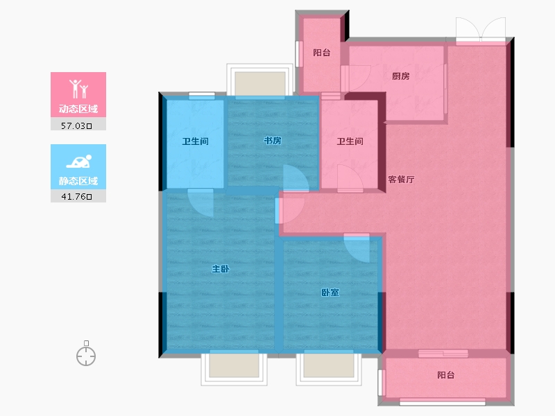 山西省-吕梁市-桃花园-98.40-户型库-动静分区