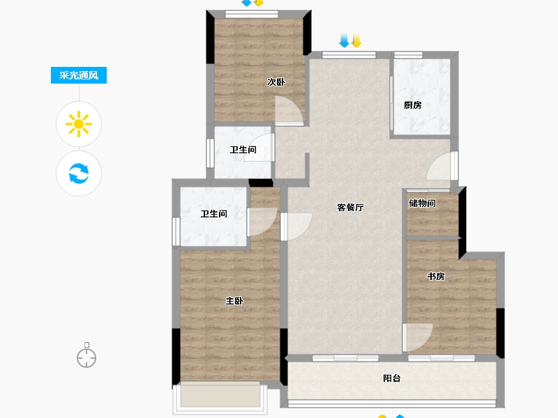 安徽省-芜湖市-大家金麟府-98.40-户型库-采光通风