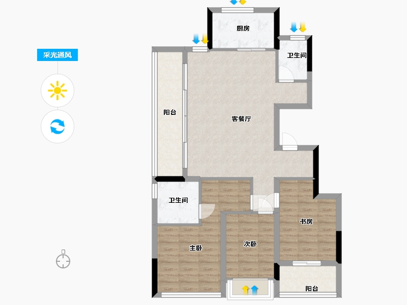 安徽省-芜湖市-大家金麟府-89.60-户型库-采光通风