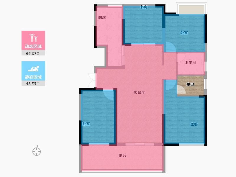 陕西省-汉中市-東都名居-106.39-户型库-动静分区