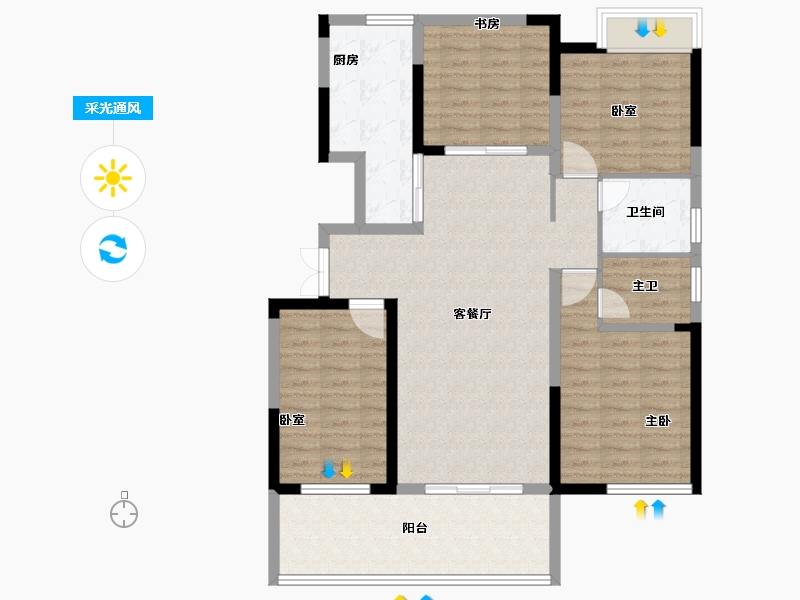 陕西省-汉中市-東都名居-106.39-户型库-采光通风