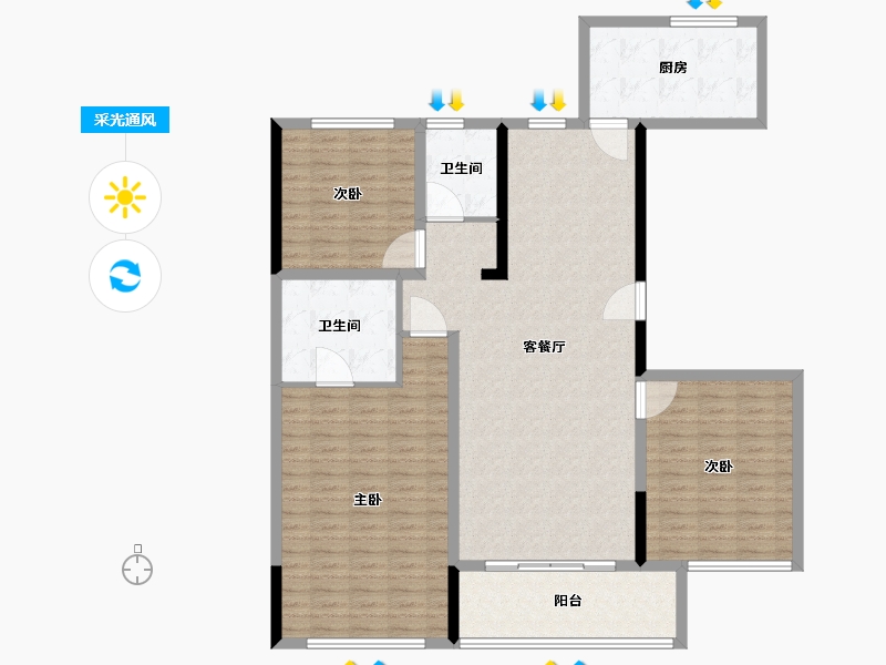 江苏省-南通市-龙腾名邸-132.30-户型库-采光通风