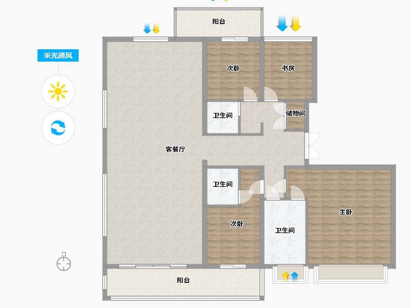 陕西省-西安市-中国铁建万科翡翠国际3期-192.00-户型库-采光通风