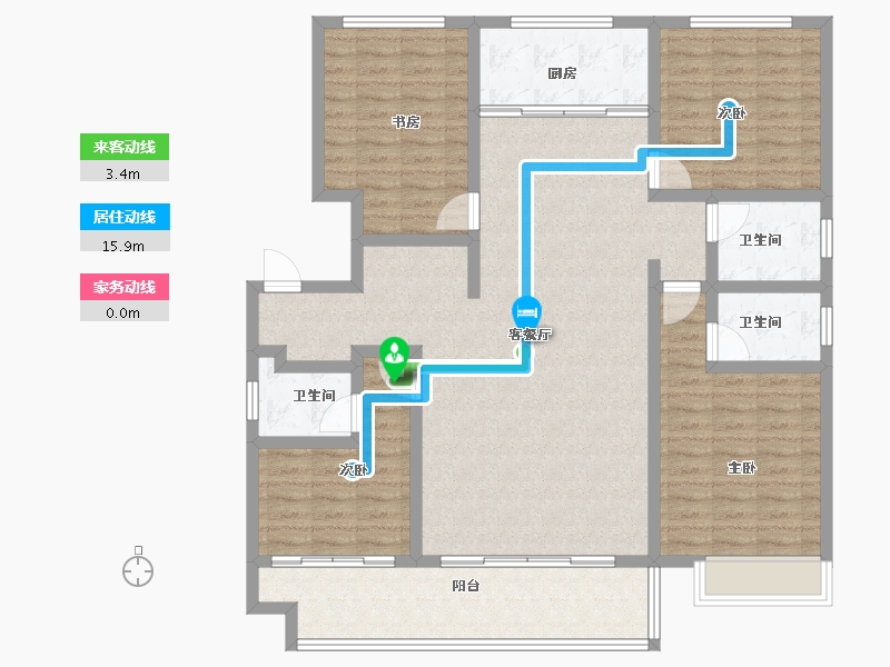 江苏省-徐州市-华宇·玲珑小苑-134.00-户型库-动静线