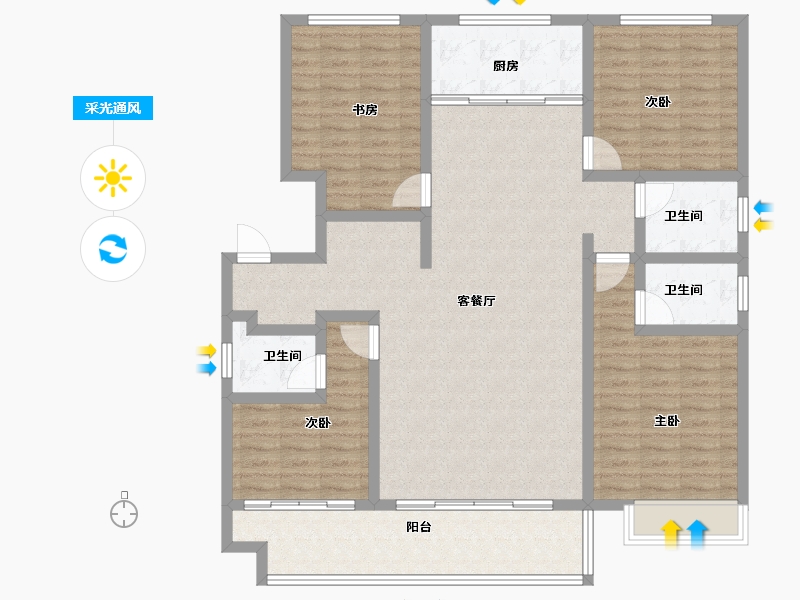 江苏省-徐州市-华宇·玲珑小苑-134.00-户型库-采光通风