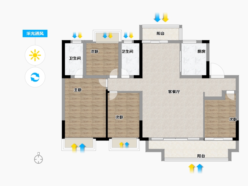 江西省-赣州市-龙湖华海·双珑原著-112.00-户型库-采光通风