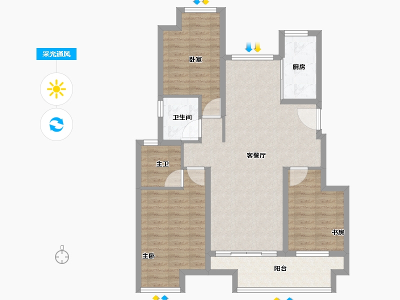 江西省-赣州市-龙湖华海·双珑原著-85.60-户型库-采光通风