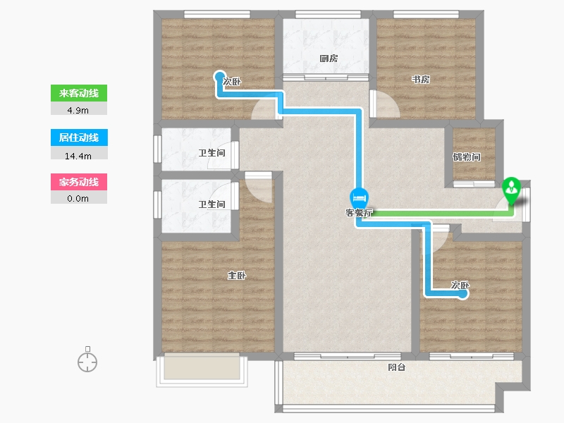 江苏省-徐州市-华宇·玲珑小苑-116.80-户型库-动静线