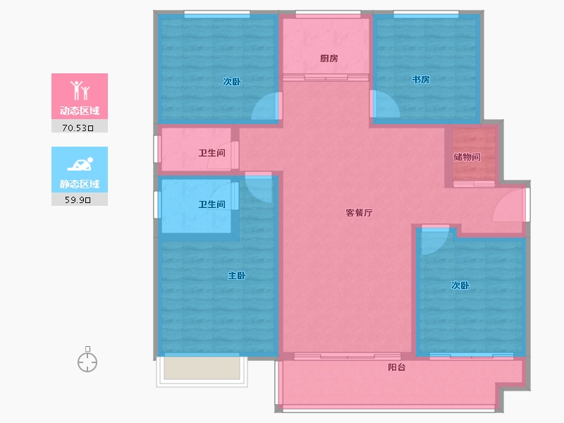 江苏省-徐州市-华宇·玲珑小苑-116.80-户型库-动静分区