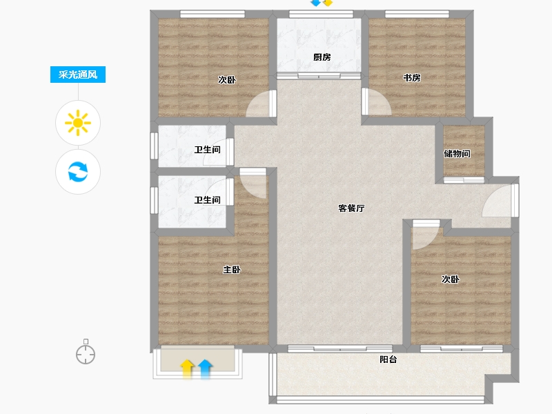 江苏省-徐州市-华宇·玲珑小苑-116.80-户型库-采光通风