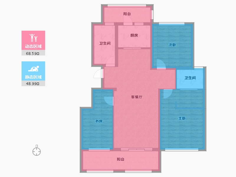 山东省-威海市-海泰庄园-105.00-户型库-动静分区