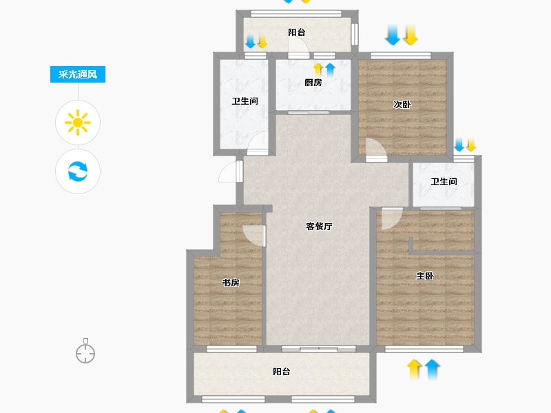 山东省-威海市-海泰庄园-105.00-户型库-采光通风