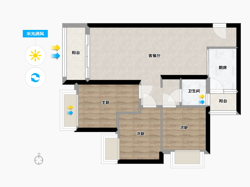 广东省-深圳市-招商花园城-66.40-户型库-采光通风