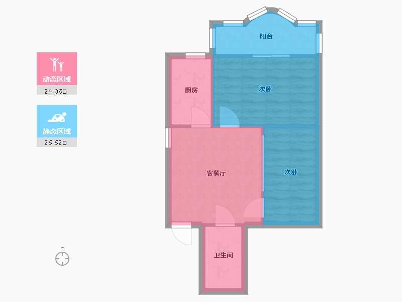 陕西省-西安市-杰信花园-51.00-户型库-动静分区