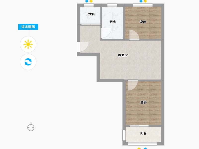 安徽省-合肥市-北华园小区-55.20-户型库-采光通风