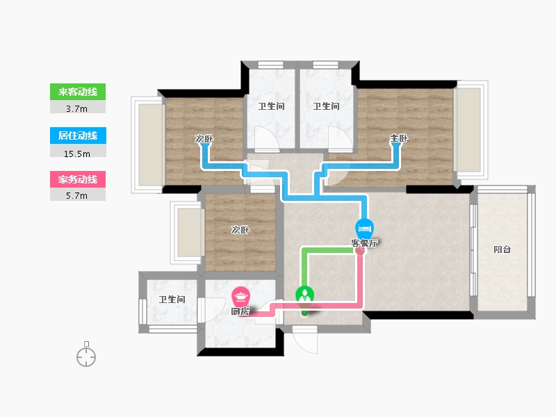 贵州省-贵阳市-四季贵州椿棠府-95.00-户型库-动静线