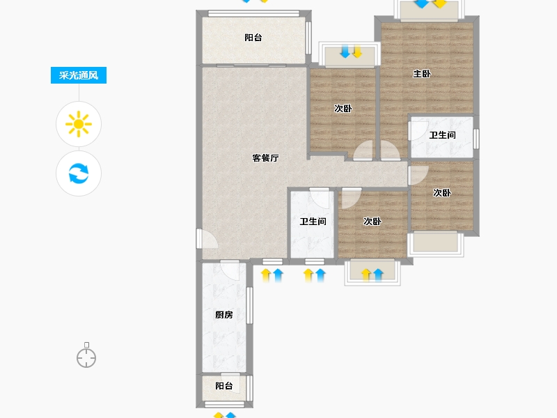 江苏省-无锡市-观澜华府-139.67-户型库-采光通风