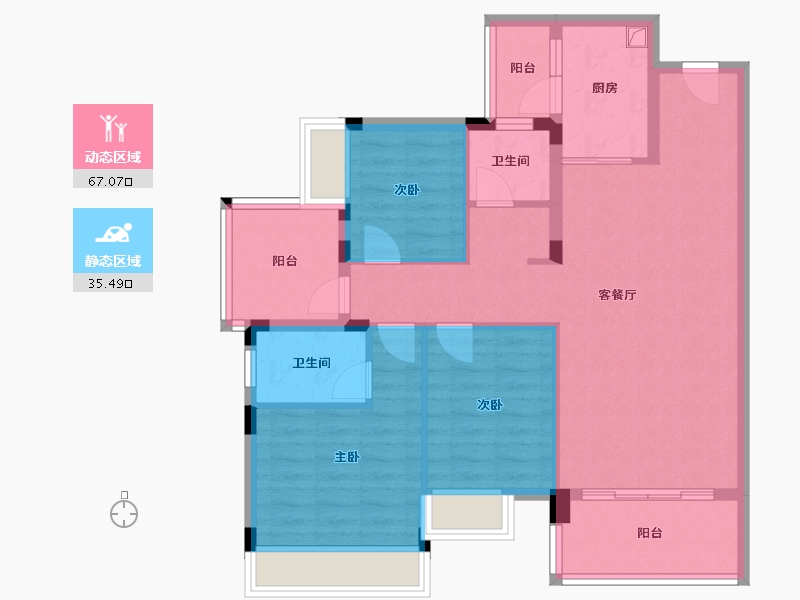 广东省-惠州市-莱润半岛-89.60-户型库-动静分区