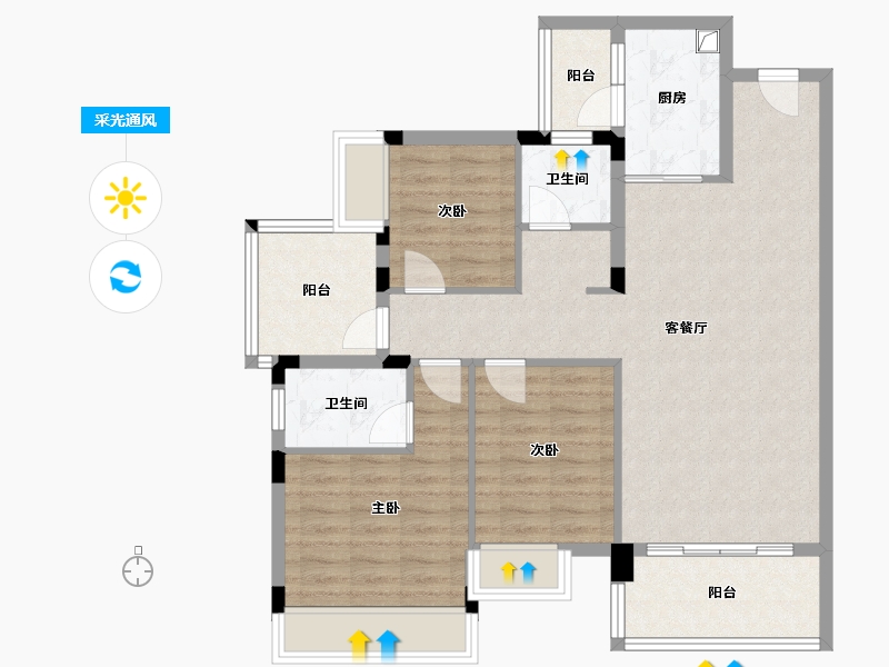 广东省-惠州市-莱润半岛-89.60-户型库-采光通风