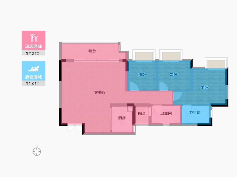 重庆-重庆市-招商雍璟城-83.00-户型库-动静分区