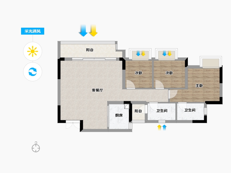 重庆-重庆市-招商雍璟城-83.00-户型库-采光通风