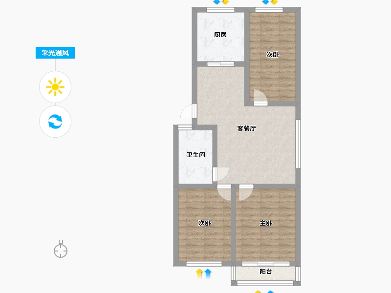 山西省-晋城市-泽凤小区-70.64-户型库-采光通风