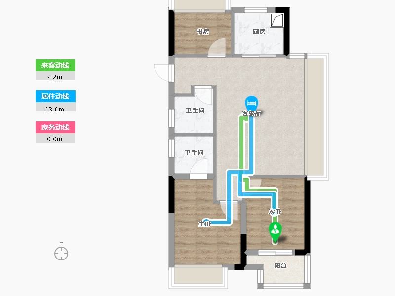 浙江省-杭州市-七堡璟涛湾-68.26-户型库-动静线