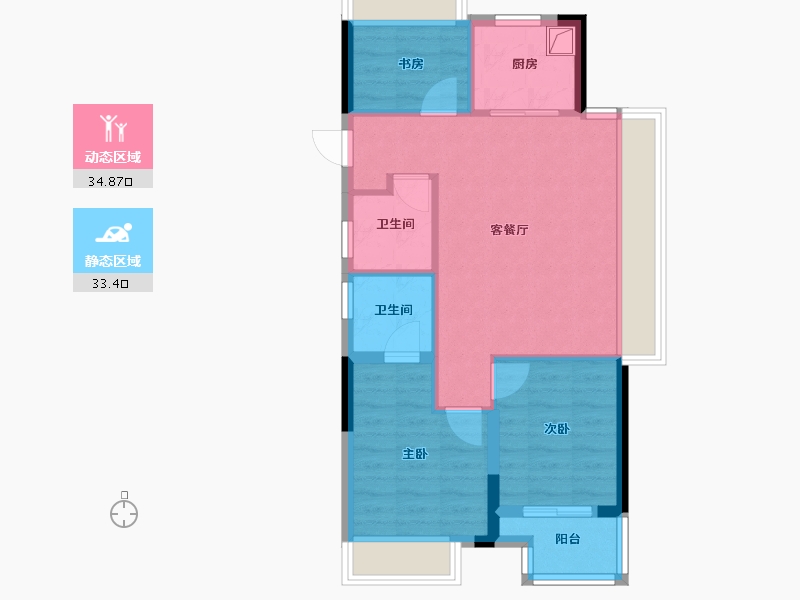 浙江省-杭州市-七堡璟涛湾-68.26-户型库-动静分区