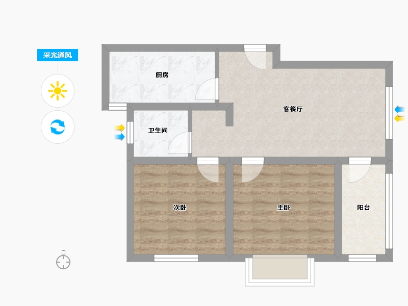 河南省-三门峡市-师家渠佳苑-55.72-户型库-采光通风