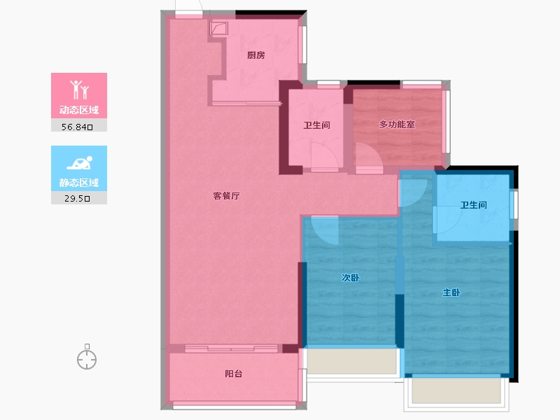 广东省-佛山市-富港水岸云天-76.38-户型库-动静分区