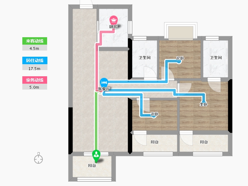 福建省-漳州市-保利世茂璀璨滨江-71.69-户型库-动静线