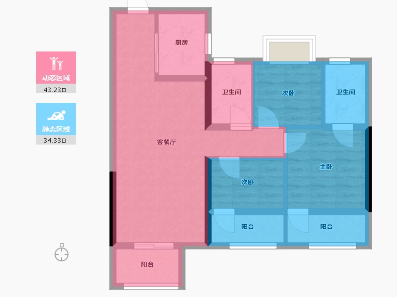 福建省-漳州市-保利世茂璀璨滨江-71.69-户型库-动静分区