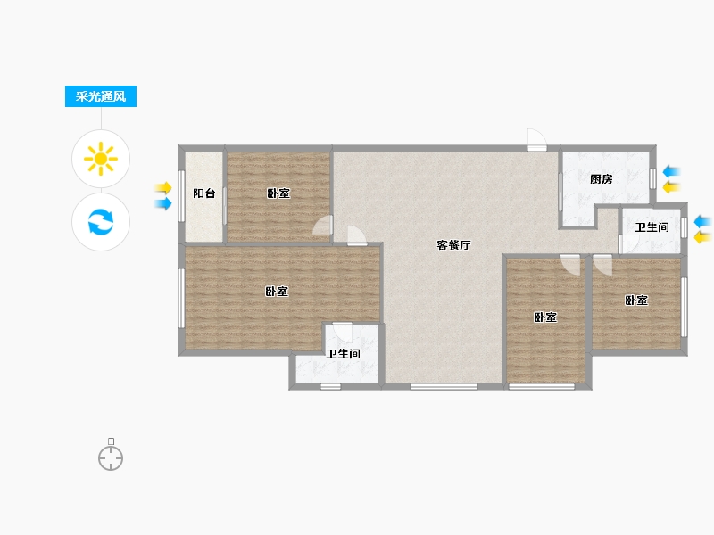 湖北省-武汉市-枫华国际-160.00-户型库-采光通风