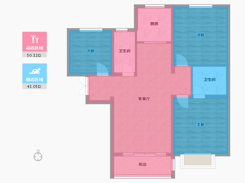 河北省-邢台市-都市豪庭-96.71-户型库-动静分区