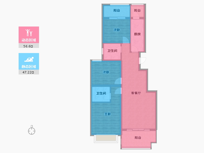 北京-北京市-田村山南路17号-90.40-户型库-动静分区